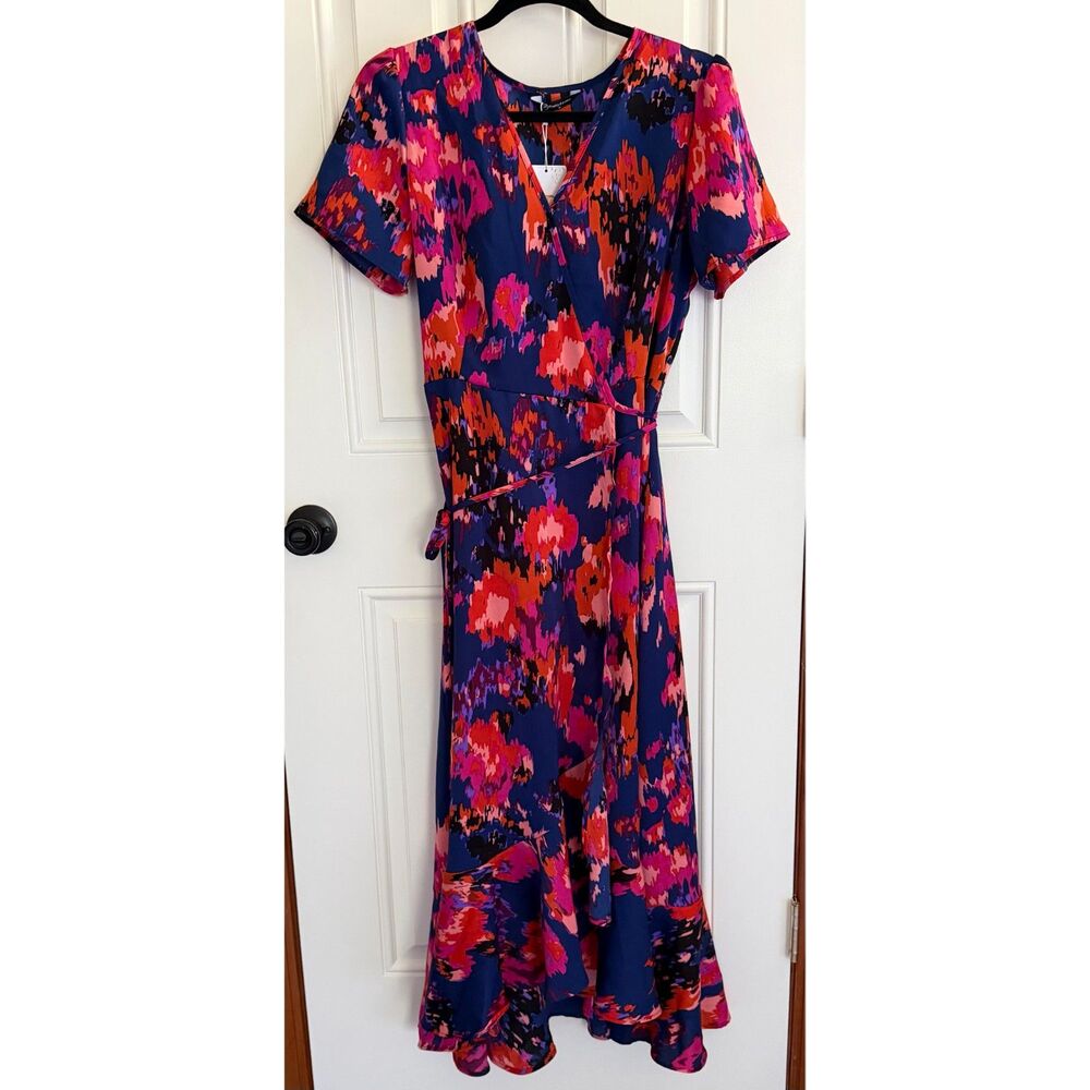 New!  PrettyGarden Women's Wrap Floral Dress size M